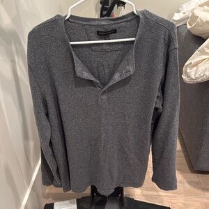 BANANA REPUBLIC Men’s Long Sleeve L Long Sleeve Gray Henley Shirt Tshirt